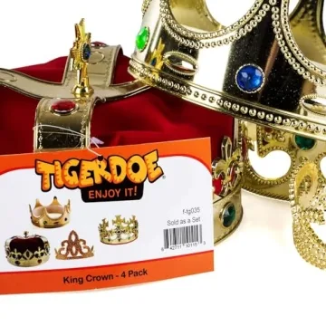 Tigerdoe King's Crown Set for Kids - 4 Royal Crowns and Tiara
