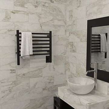 Amba Jeeves HSMB Model H-Straight 7-Bar Hardwired Towel Warmer in Matte Black