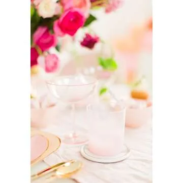 Sugar & Cloth Coaster Set, Marble Melamine with Gold Trim, 8 Count