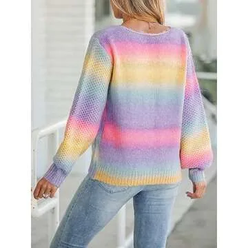 CUPSHE Ombre Rainbow Sweater - Stylish Comfort for Women