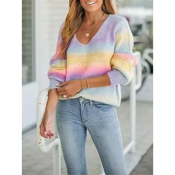 CUPSHE Ombre Rainbow Sweater - Stylish Comfort for Women