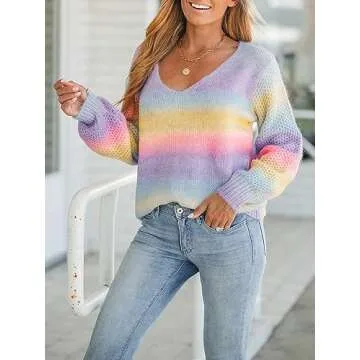 CUPSHE Ombre Rainbow Sweater - Stylish Comfort for Women