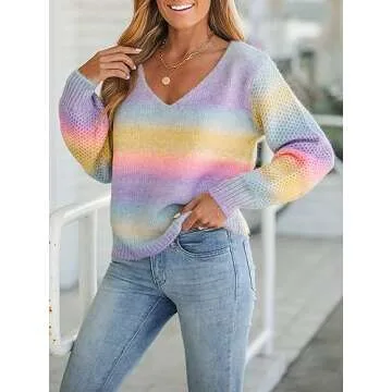 CUPSHE Ombre Rainbow Sweater - Stylish Comfort for Women