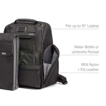 TUMI - Alpha Compact Laptop Bag Brief Pack - Travel Laptop Backpack for Business Tracer - Ballistic Nylon - Black
