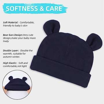 PESAAT Newborn Hospital Hat 0-12Months Preemie Boys Girls Beanie Solid Infant Baby Hats Autumn Winte...