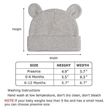 PESAAT Newborn Hospital Hat 0-12Months Preemie Boys Girls Beanie Solid Infant Baby Hats Autumn Winter (4Pack-A, 0-6 Months)