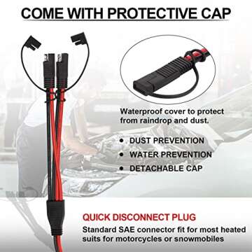 iGreely 10AWG SAE Splitter Cable with Fuse Holder for Solar Use