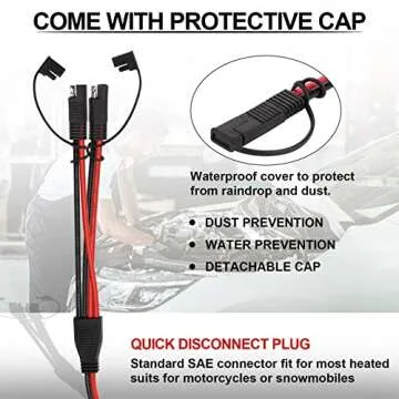 iGreely 10AWG SAE Splitter Cable with Fuse Holder for Solar Use