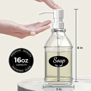 GLADPURE 2 Pack Glass Soap Dispensers for Kitchen & Bathroom