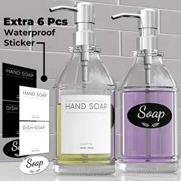 GLADPURE 2 Pack Glass Soap Dispensers for Kitchen & Bathroom