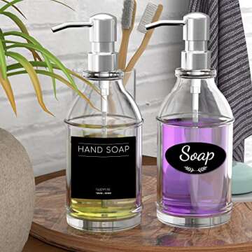 GLADPURE 2 Pack Glass Soap Dispensers for Kitchen & Bathroom
