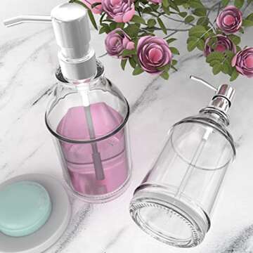 GLADPURE 2 Pack Glass Soap Dispensers for Kitchen & Bathroom