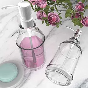 GLADPURE 2 Pack Glass Soap Dispensers for Kitchen & Bathroom