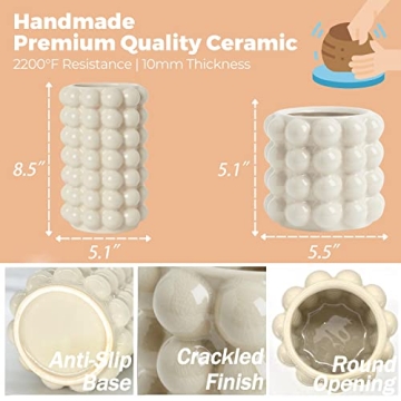 YANWE1 Ceramic Bubble Vases Set - Boho Home Decor