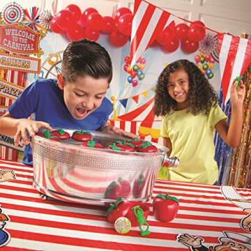 Fun Express 12 Pieces Toy Filled Bobbing Apples - Each Filled with Toy and Sticker - Carnival, Halloween, Back-to-School, Party Game…