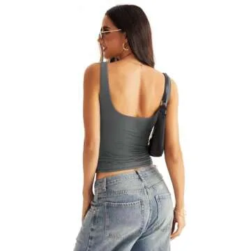 Eachyes Square Neck Double Lined Tank Top for Women