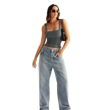 Eachyes Square Neck Double Lined Tank Top for Women