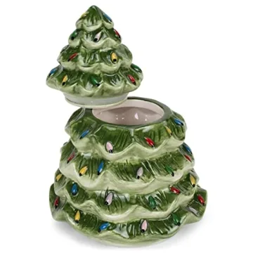Transpac Christmas Tree Ceramic Cookie Jar for Holidays
