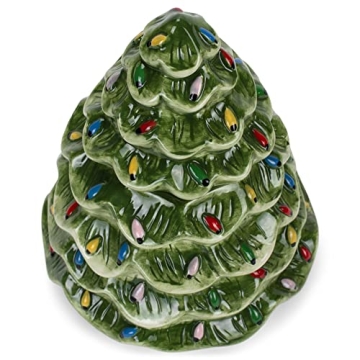 Transpac Christmas Tree Ceramic Cookie Jar for Holidays