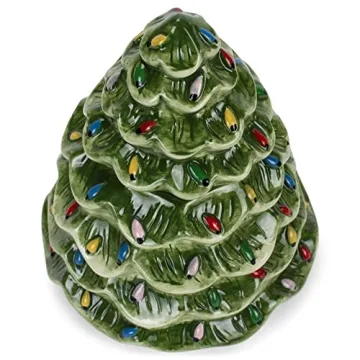 Transpac Christmas Tree Ceramic Cookie Jar for Holidays