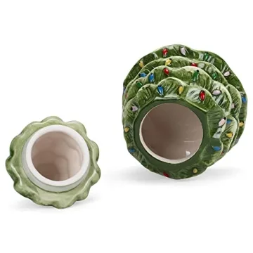 Transpac Christmas Tree Ceramic Cookie Jar for Holidays
