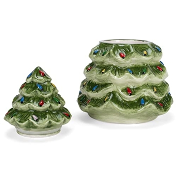 Transpac Christmas Tree Ceramic Cookie Jar for Holidays