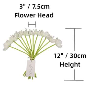 LebriTamFa 14Pcs Real Touch Anemone Poppy Bouquet for Artificial Flower Decor Kitchen Table Centerpiece Vase Home Greenery Wedding Holding Flowers Backdrop Arch Wall (White)