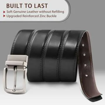 MILORDE Men's Reversible Leather Belt - Two Colors in One