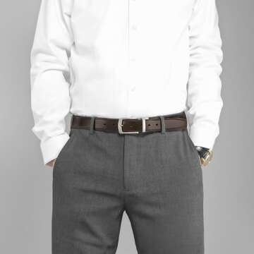 MILORDE Men's Reversible Leather Belt - Two Colors in One