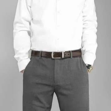 MILORDE Men's Reversible Leather Belt - Two Colors in One