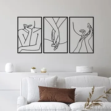 Vivegate Minimalist Female Body Art - Set of 3 Metal Wall Decor