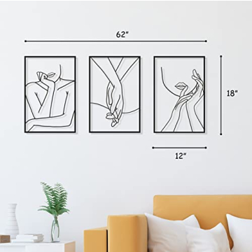 Vivegate Minimalist Female Body Art - Set of 3 Metal Wall Decor