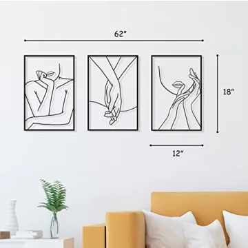 Vivegate Minimalist Female Body Art - Set of 3 Metal Wall Decor