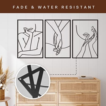 Vivegate Minimalist Female Body Art - Set of 3 Metal Wall Decor