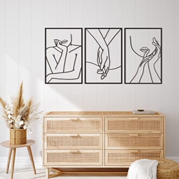 Vivegate Minimalist Female Body Art - Set of 3 Metal Wall Decor