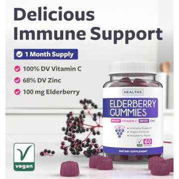 Delicious Elderberry Gummies for Immune Support - 60 Berry Gummies