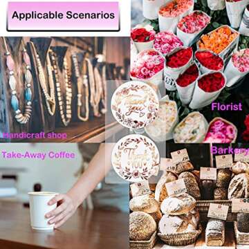 PMCDS2G Thank You Stickers Roll in Two Styles Rose Gold 1.5inch 500 Units for Festival Card, Gift Wr...