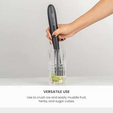 A Bar Above Wooden Muddler for Cocktails, 12-Inch Long Cocktail Muddler, Perfect to Crush Fruit, Pressing Mint and Sugar Cubes, Mint Muddler to Make Mojitos, Essential Bar Tools for Cocktail Set