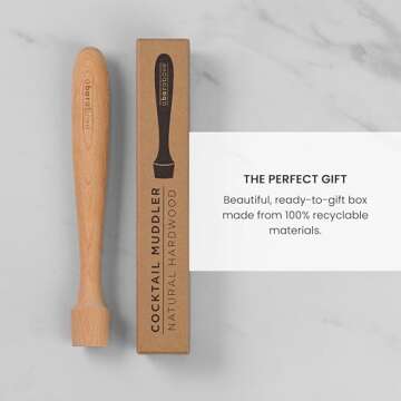 A Bar Above Wooden Muddler for Cocktails, 12-Inch Long Cocktail Muddler, Perfect to Crush Fruit, Pressing Mint and Sugar Cubes, Mint Muddler to Make Mojitos, Essential Bar Tools for Cocktail Set