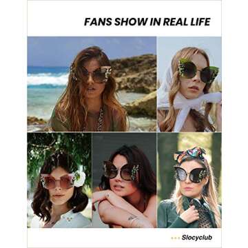 Slocyclub Halloween Glasses Jeweled Sunglasses, Funky Butterfly Shaped Oversized Rhinestone Sunglasses for Women with UV400 Protection, Colorful Fun Sunglasses