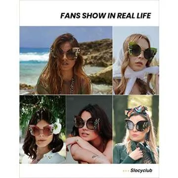 SlocyClub Jeweled Butterfly Sunglasses with UV400 Protection