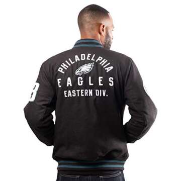 Ultra Game NFL Men's Classic Varsity Coaches Jacket, Philadelphia Eagles, Team Color, Medium