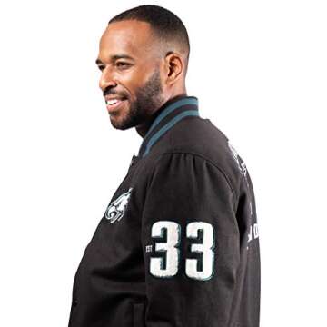 Ultra Game NFL Men's Classic Varsity Coaches Jacket, Philadelphia Eagles, Team Color, Medium