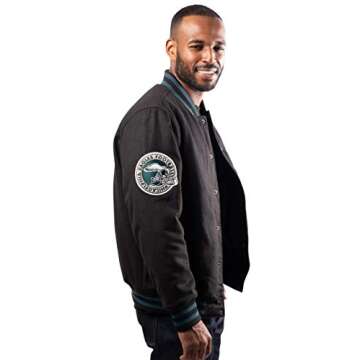 Ultra Game NFL Men's Classic Varsity Coaches Jacket, Philadelphia Eagles, Team Color, Medium