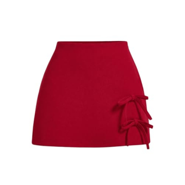 SHENHE Women's Bow Side Mini Skirt - High Waisted A Line Skort for Summer