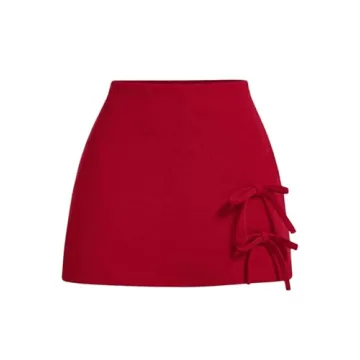 SHENHE Women's Bow Side Mini Skirt - High Waisted A Line Skort for Summer