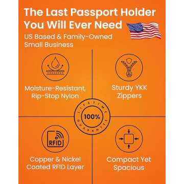 Passport Holder Family up to 6 Passports, Large Passport Wallet and Premium Travel Document Holder Organizer with RFID Anti-Theft Blocking - 7 Bonus RFID Blocking Sleeves - Black