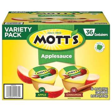 Mott's Apple & Cinnamon Variety Pack Applesauce, 4 oz cups, 36 count, No Artificial Flavors, Good Source Of Vitamin C, Nutritious Option For The Whole Family