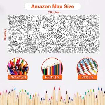 OHOME Thanksgiving Giant Coloring Poster/Tablecloth-Thanksgiving Crafts for Kids-30 x 72 Inches Jumb...