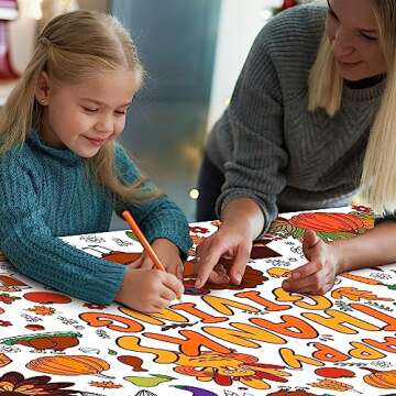OHOME Thanksgiving Giant Coloring Poster/Tablecloth-Thanksgiving Crafts for Kids-30 x 72 Inches Jumbo Paper Coloring Banner Thanksgiving Games Activities for Kids Gifts - Thanksgiving Decorations